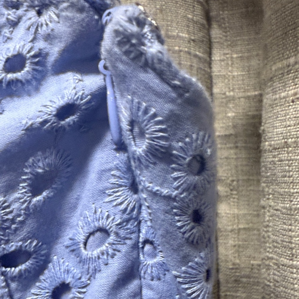 H&M Strapless Babydoll Midi Eyelet Dress in Soft Blue NWT S - Picture 7 of 9